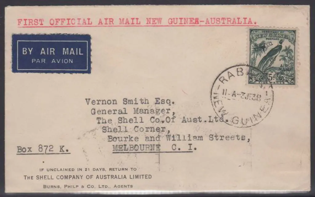 1938 (30th May) ditto but New Guinea to Australia ... Image 1++