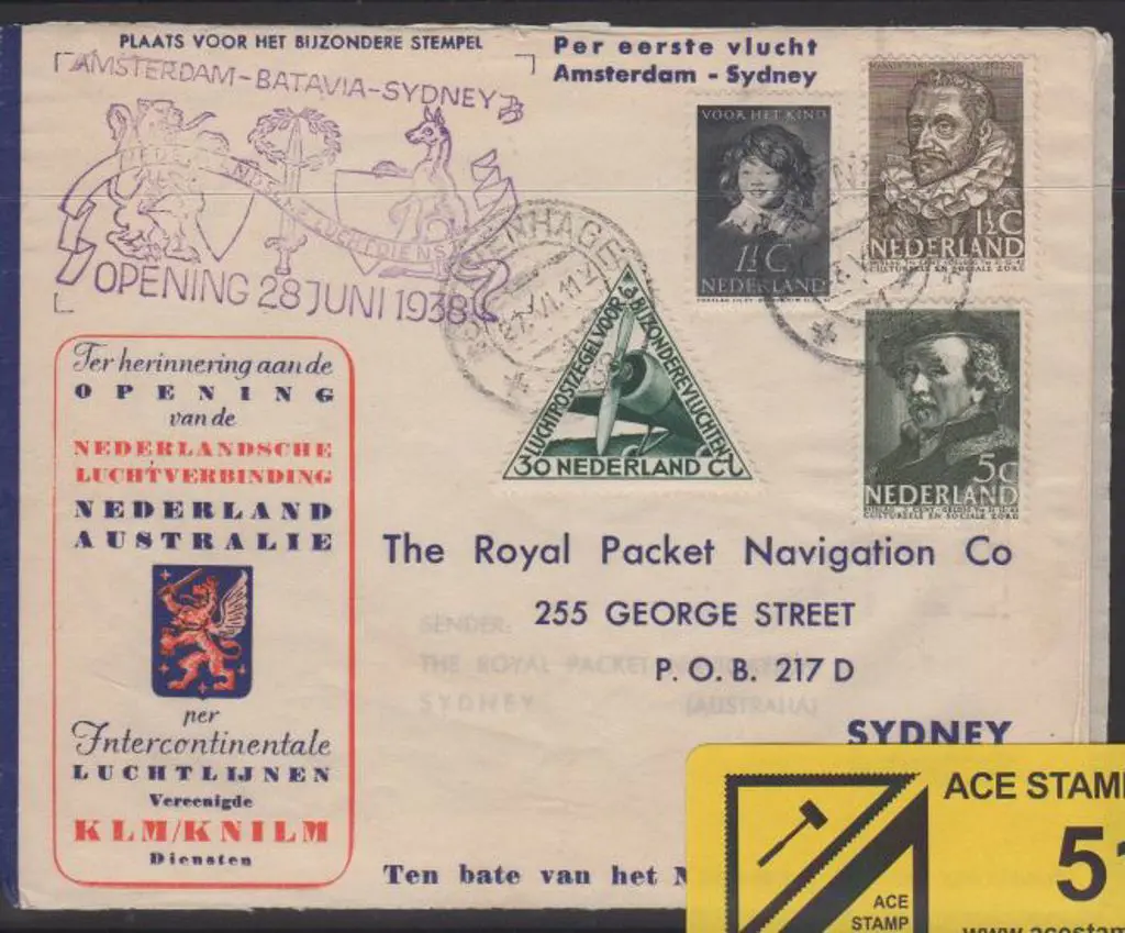 1938 (28th June) Holland to Australia & return KLM ... Image 1++
