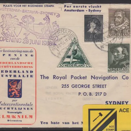 1938 (28th June) Holland to Australia & return KLM ...