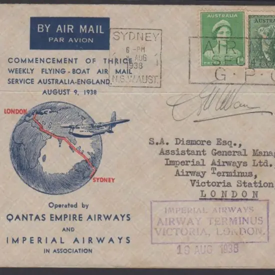 1938 (4th Aug) England to Australia Commencement ...