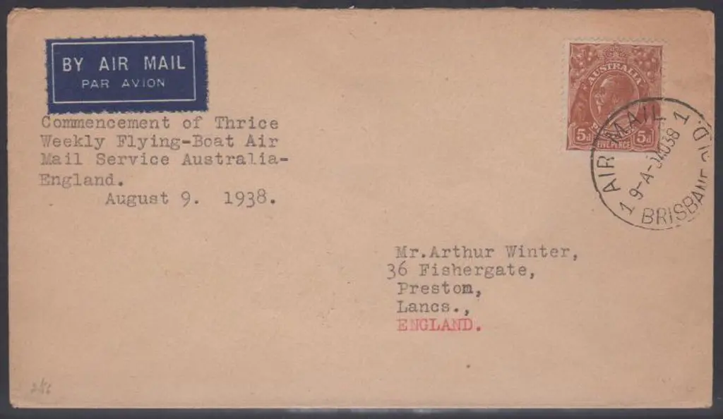 1938 (4th Aug) ditto but return flight, Sydney to ... Image 1++