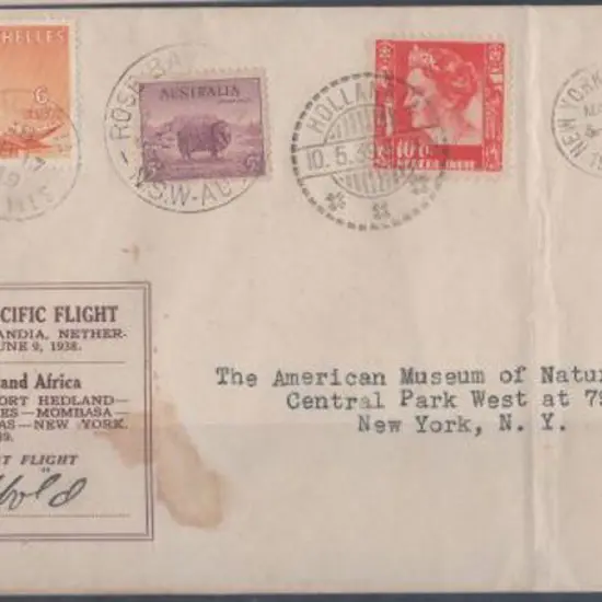 1939 (3rd June) USA to USA via Australia, ...
