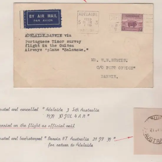 1939 (22nd July ) Adelaide to Darwin intermediate ...