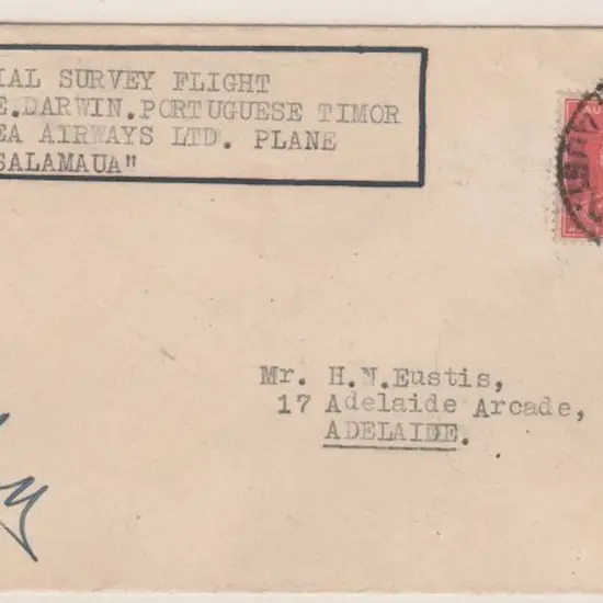 1939 (22nd July ) ditto Adelaide to Dili & return ...