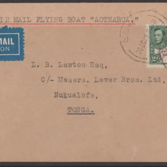 1939 (16th Aug) Fiji to Tonga by Flying Boat ...