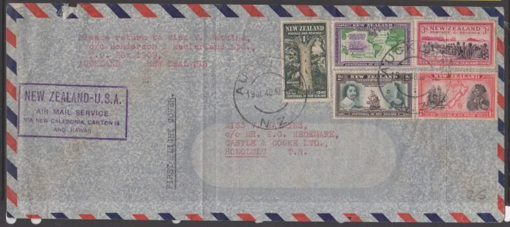 1940 (16th July) ditto but New Zealand to Hawaii ... Image 1++