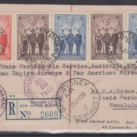 1940 (16th July) Sydney to Hawaii via Auckland ...