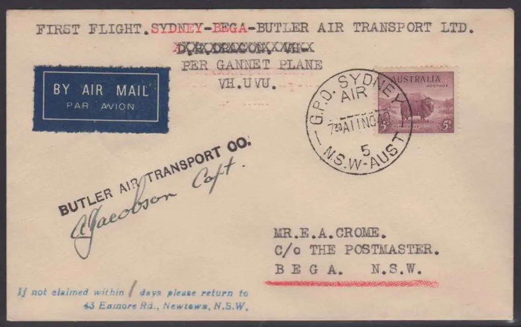1940 (11th Nov) Sydney to Bega Butler Air ... Image 1++