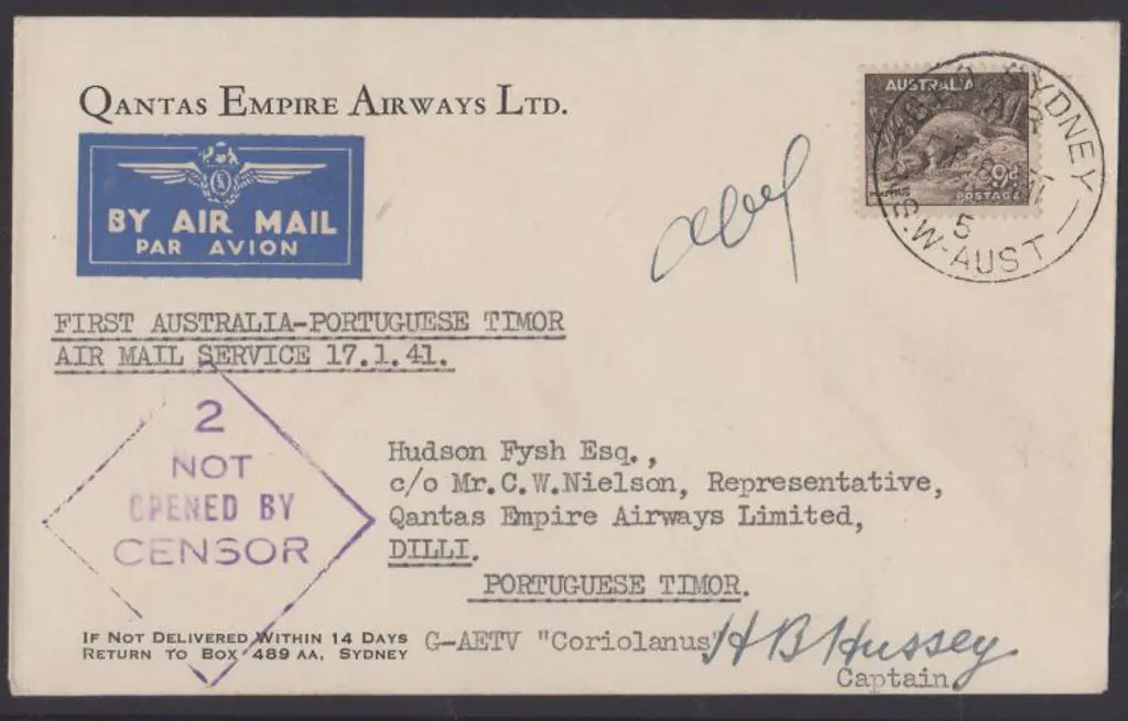 1941 (17th Jan) Australia to Portuguese Timor ... Image 1++