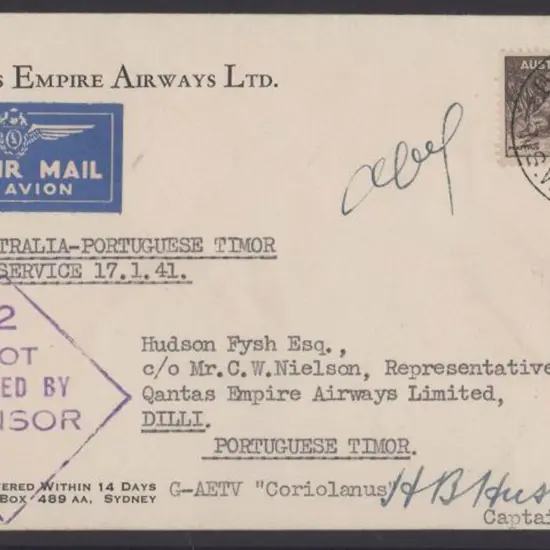 1941 (17th Jan) Australia to Portuguese Timor ...