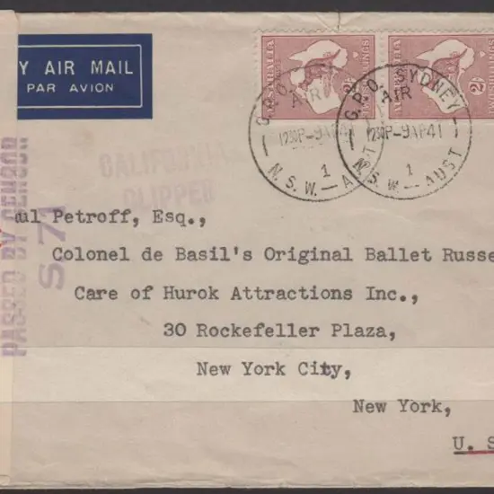 1941 (9th Apr) "CALIFORNIA CLIPPER" cachet on ...