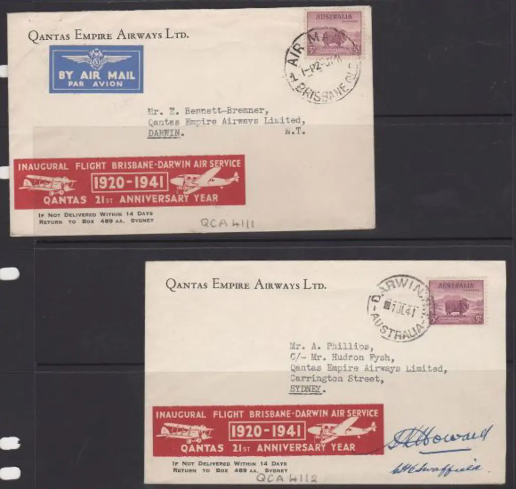 1941 (3rd July) Brisbane to Darwin & return Qantas ... Image 1++