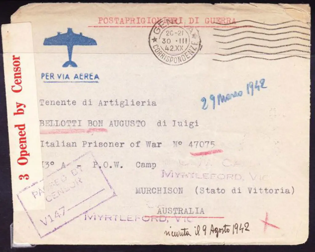 1942 (30th March) Stampless Airmail censored cover ... Image 1++