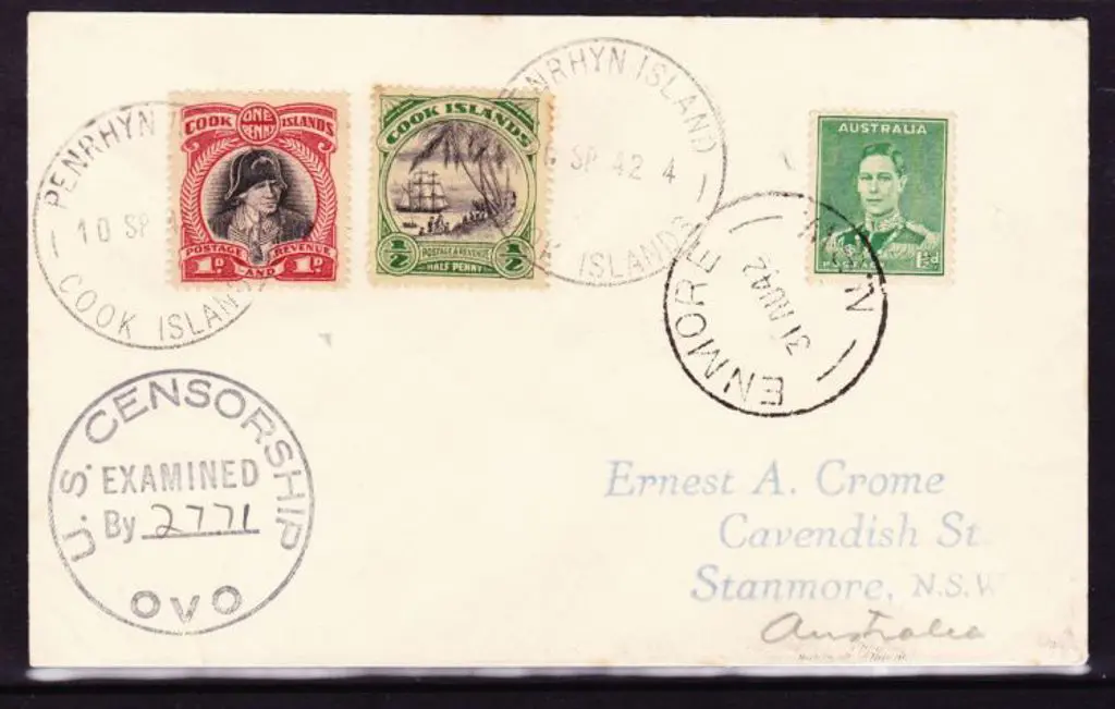 1942 (31st Aug) Sydney to Penrhyn Island EA Crome ... Image 1++