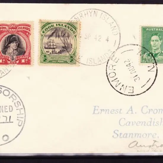 1942 (31st Aug) Sydney to Penrhyn Island EA Crome ...