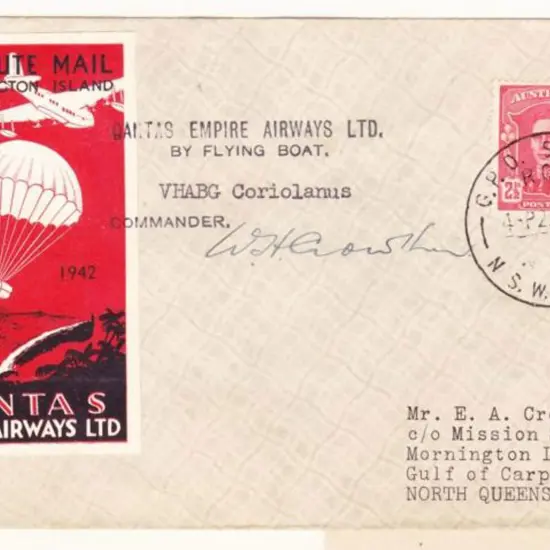1942 (23rd Dec) Sydney to Mornington Island Qantas ...