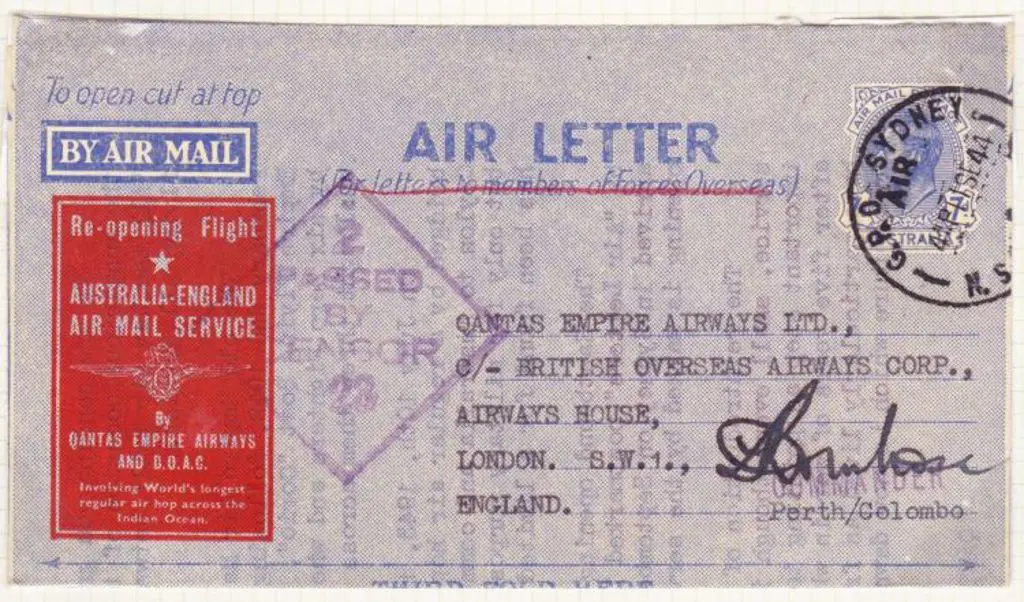 1944 (11th Sept) Australia to England "Re-opening ... Image 1++