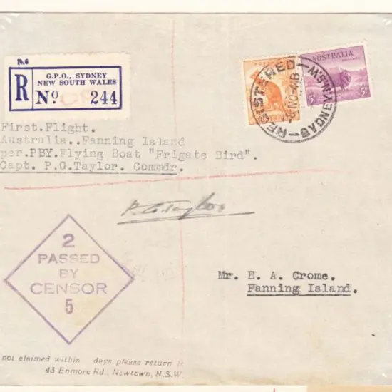 1944 (8th Nov) Australia to Fanning Island First ...