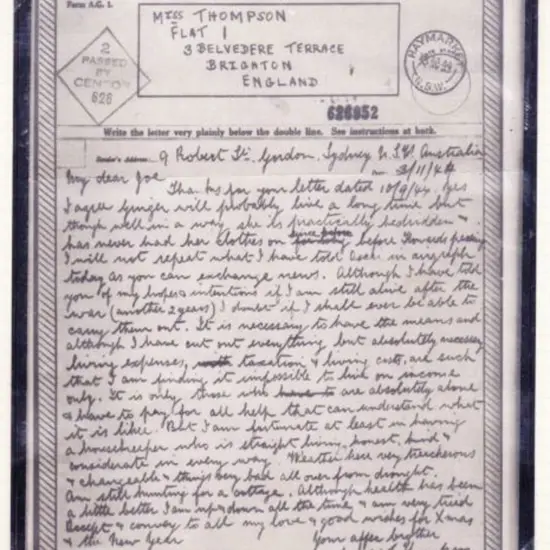 1944 (10th Nov) Airgraph dated 3rd November 1944 ...