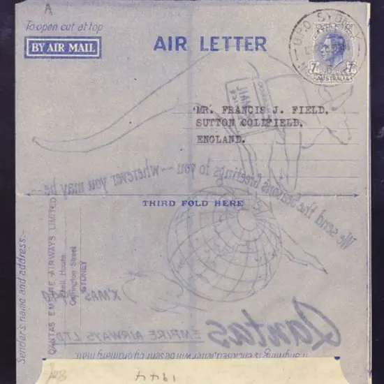 1944 (13th Dec) Australia to England Qantas ...