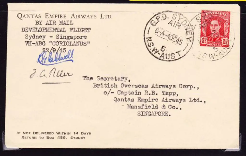 1945 (4th Oct) Australia to Singapore Qantas ... Image 1++