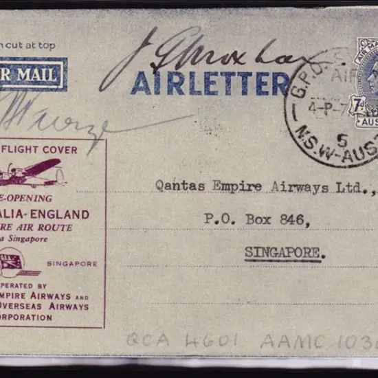 1946 (7th April) Sydney to Singapore Qantas ...