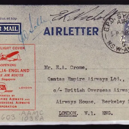 1946 (9th April) ditto but addressed to EA Crome & ...