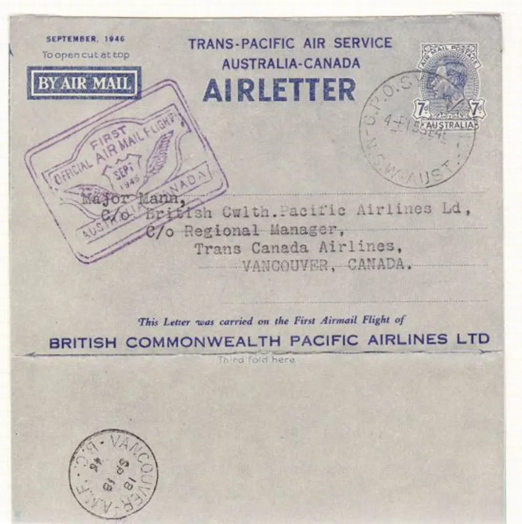 1946 (15th Sept) Australia to Canada ... Image 1++