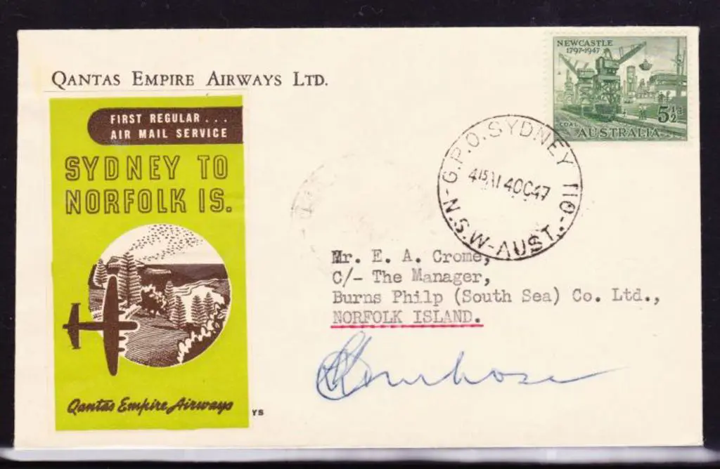 1947 (14th Oct) Australia to Norfolk Island by ... Image 1++