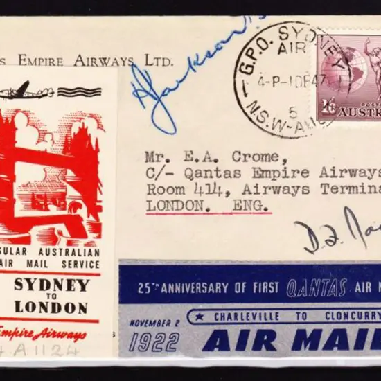 1947 (1st Dec) Australia to England Qantas first ...