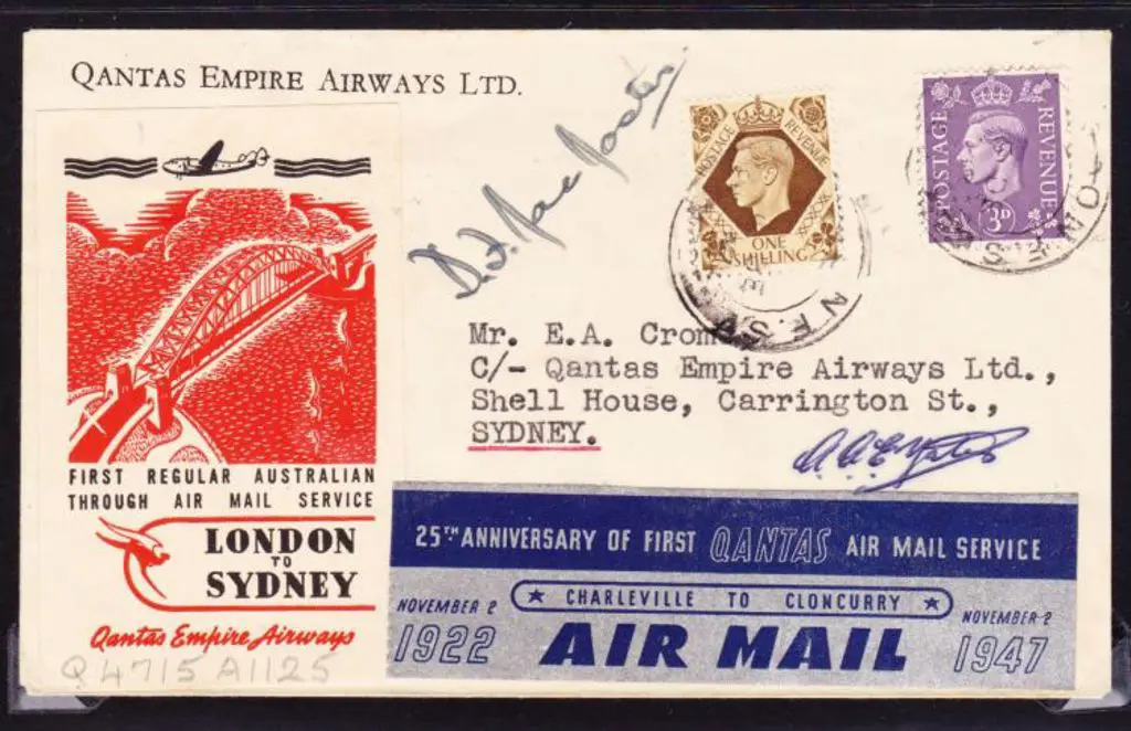 1947 (1st Dec) England to Australia Qantas first ... Image 1++