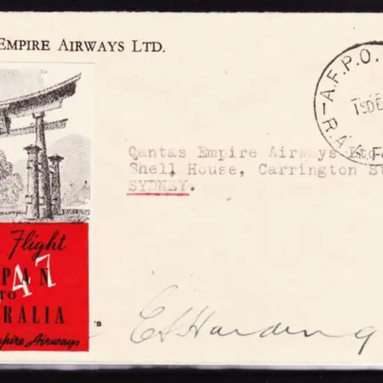 1947 (16th Dec) Japan to Australia Qantas first ...