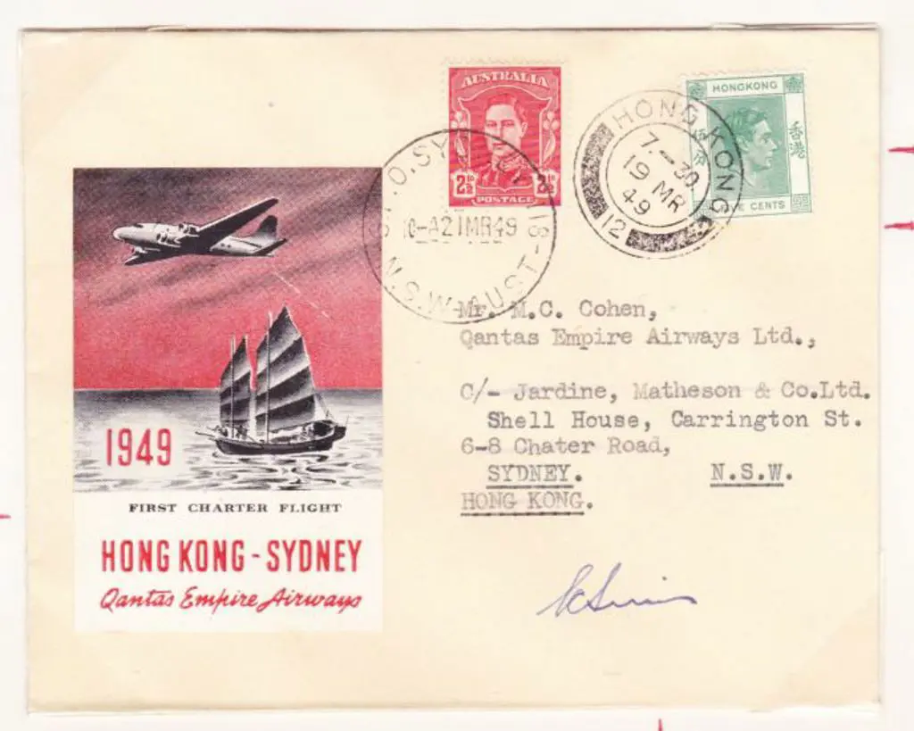 1949 (15th March) Australia to Hong Kong Chartered ... Image 1++