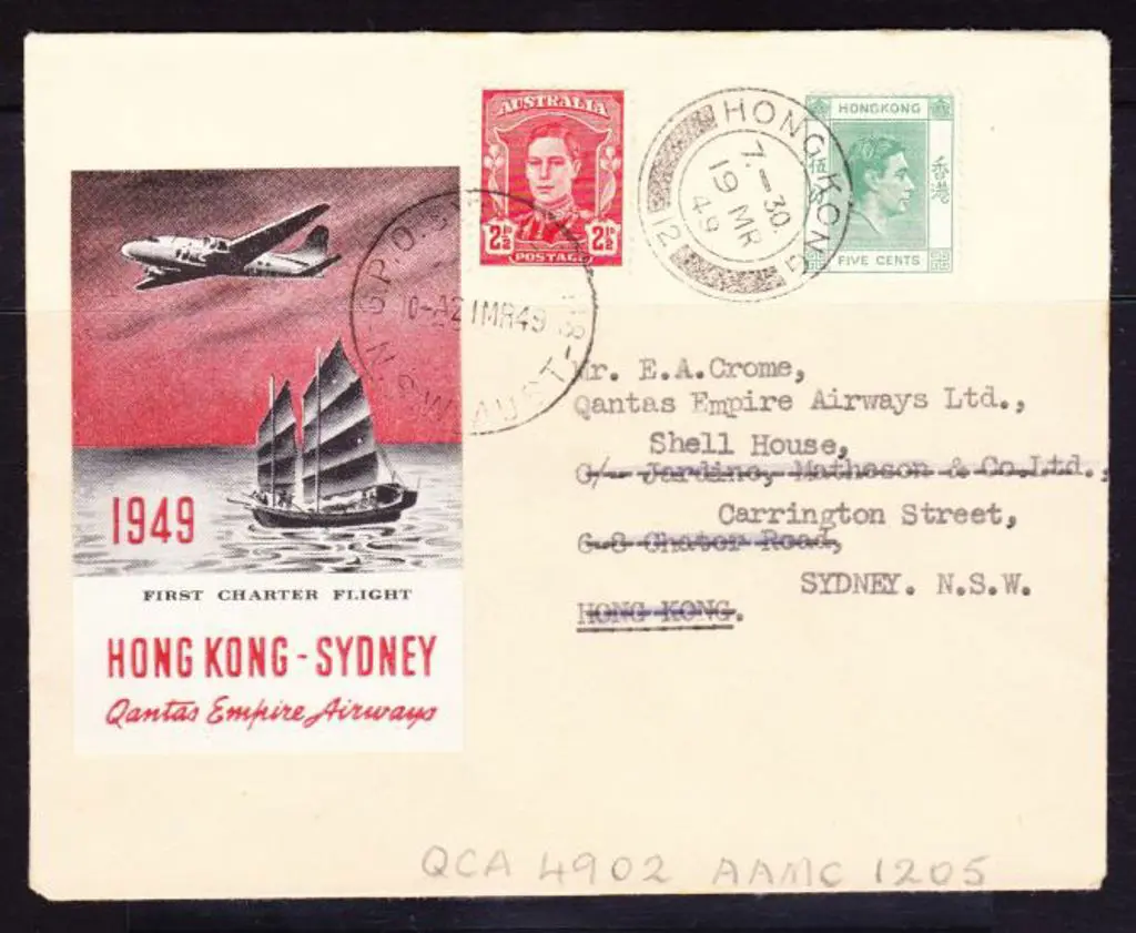1949 (15th March) Hong Kong to Australia return ... Image 1++
