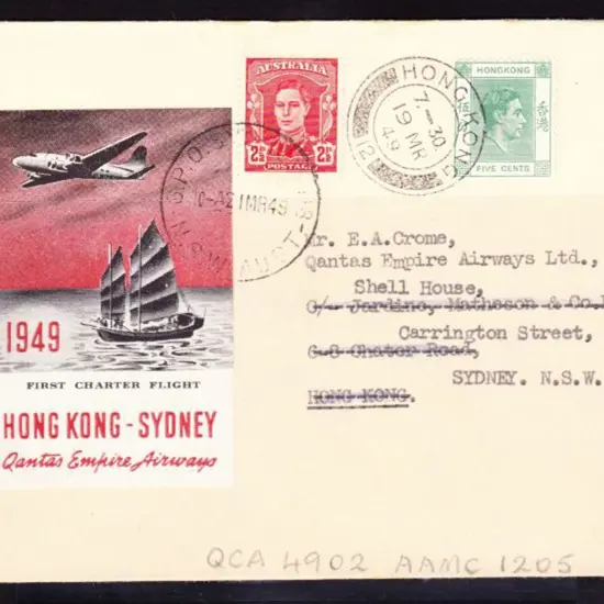1949 (15th March) Hong Kong to Australia return ...
