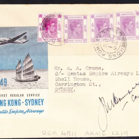 1949 (29th June) Hong Kong to Australia by Qantas ...