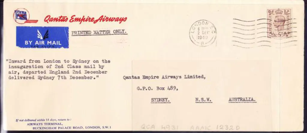 1949 (6th Dec) ditto but back to Australia with ... Image 1++