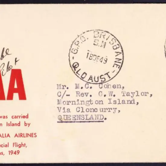 1949 (19th Dec) Brisbane to Mornington Island ...