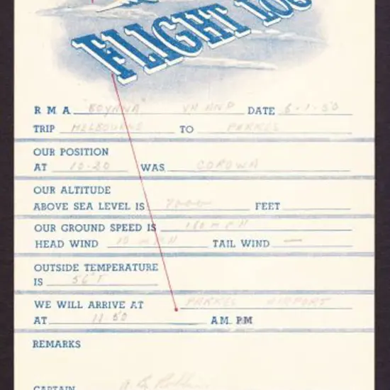 1950 (6th Jan) Australian National Airways "Flight ...