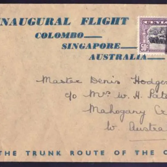 1950 (23rd Jan) Ceylon to Australia by Air Ceylon ...