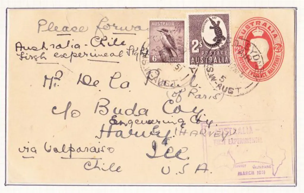 1951 (14th March) Australia to Chile (Santiago) & ... Image 1++