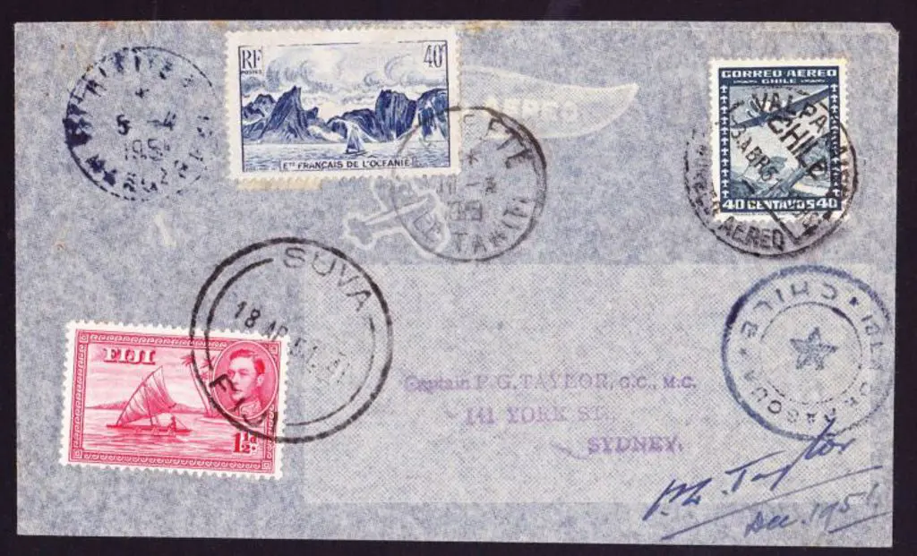 1951 (14th March) Chile to Australia via Fiji & ... Image 1++