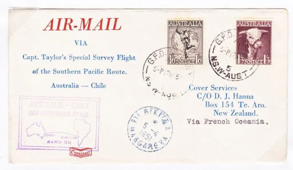 1951 (14th March) ditto but Sydney to Mangareva, ... Image 1++
