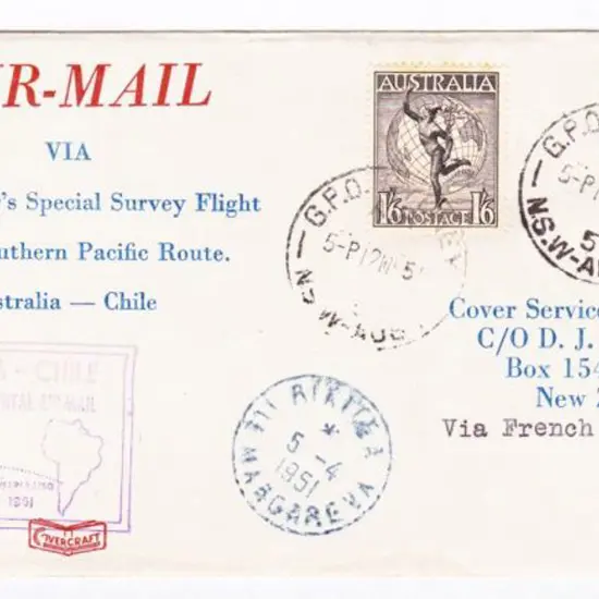 1951 (14th March) ditto but Sydney to Mangareva, ...