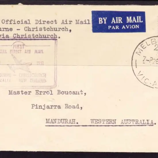 1951 (29th June) Melbourne to Christchurch & ...