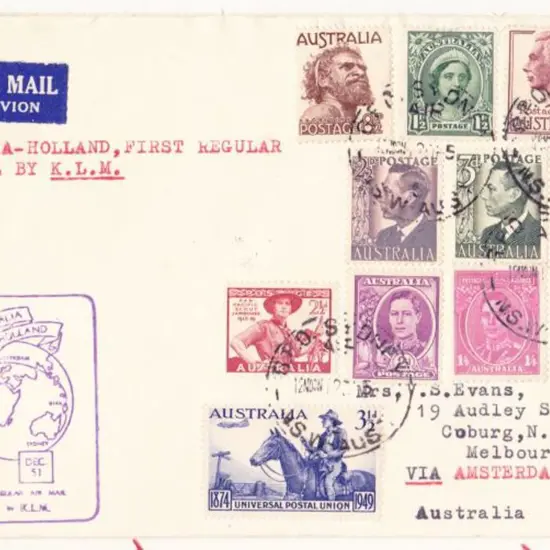 1951 (7th Dec) Sydney to Amsterdam KLM service ...