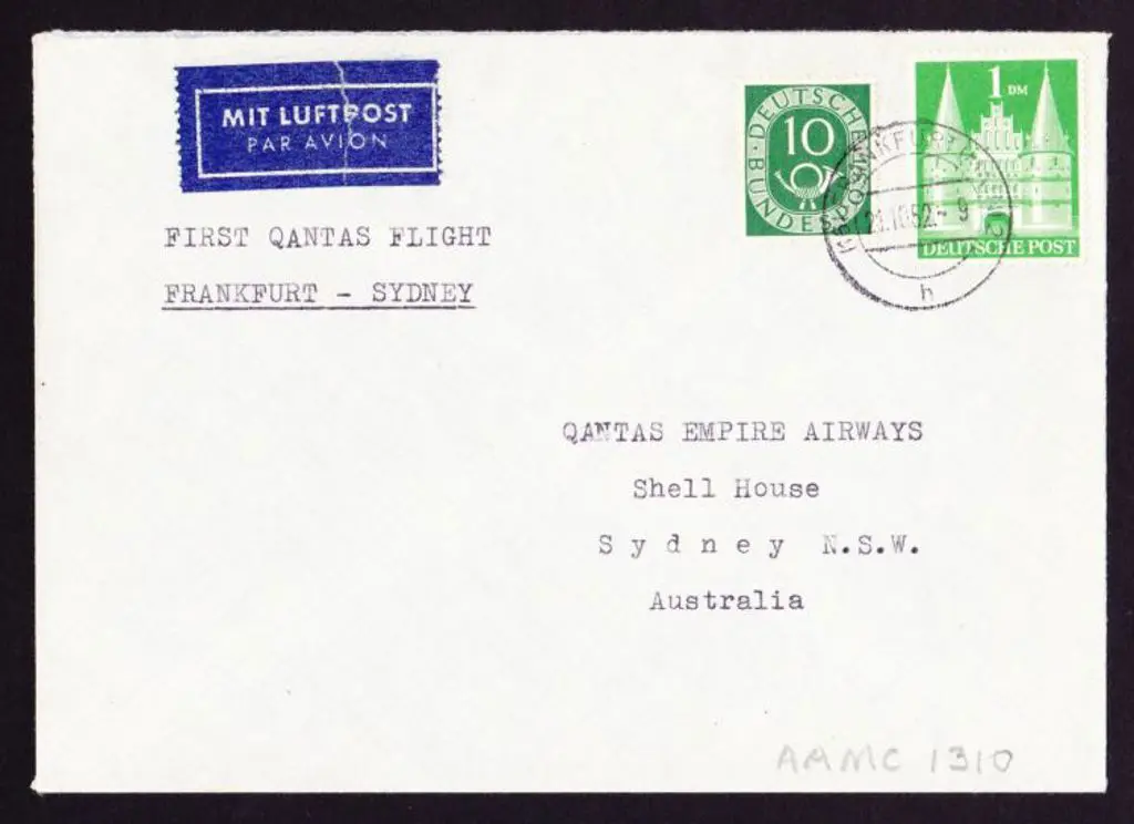 1952 (16th Oct) Germany to Australia Qantas ... Image 1++