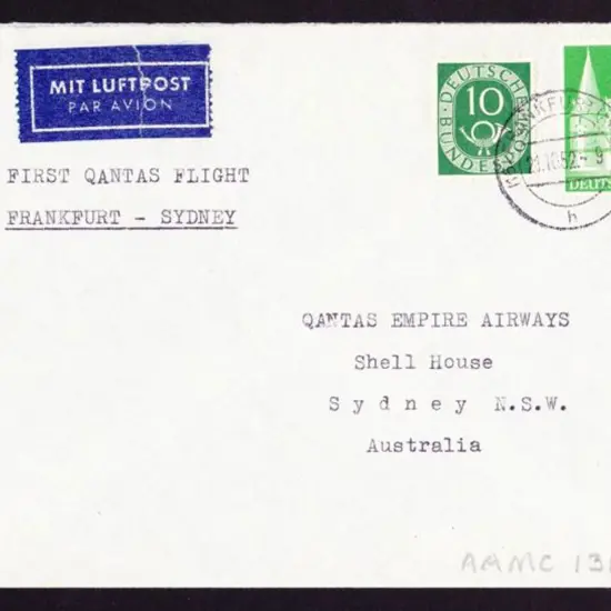 1952 (16th Oct) Germany to Australia Qantas ...
