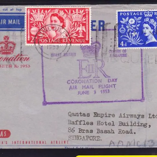 1953 (2nd June) ditto but England to Singapore ...