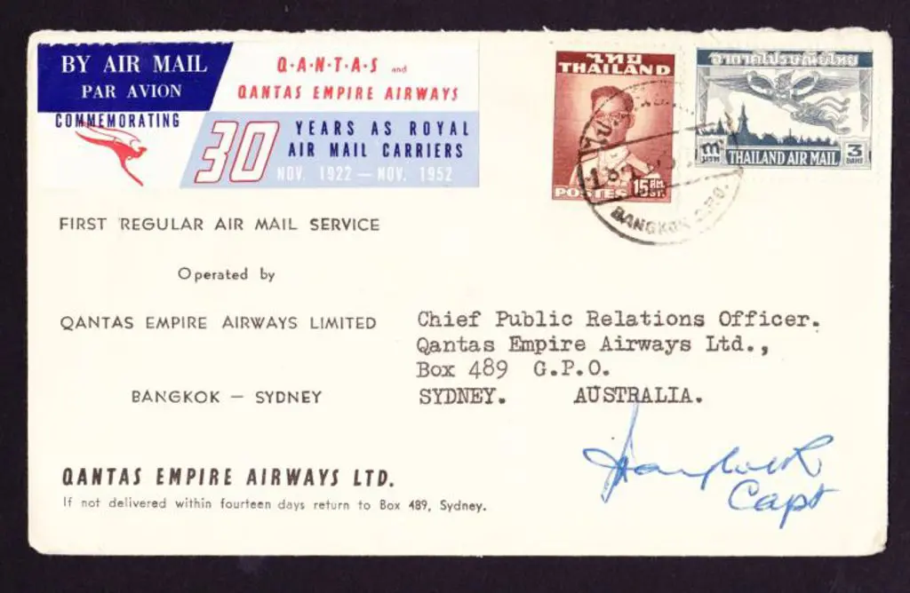 1953 (14th Nov) Bangkok to Sydney return Qantas ... Image 1++